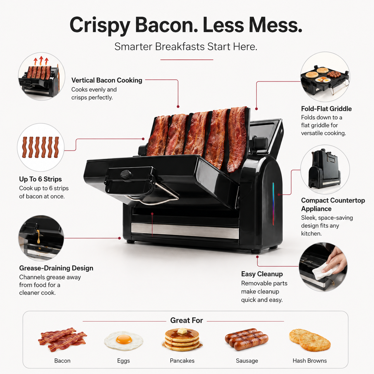 Bacon Toaster Vertical Cooker Healthy Countertop Appliance