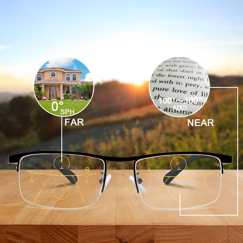 Reading Glasses Progressive Photochromic Titanium Frame Eyewear