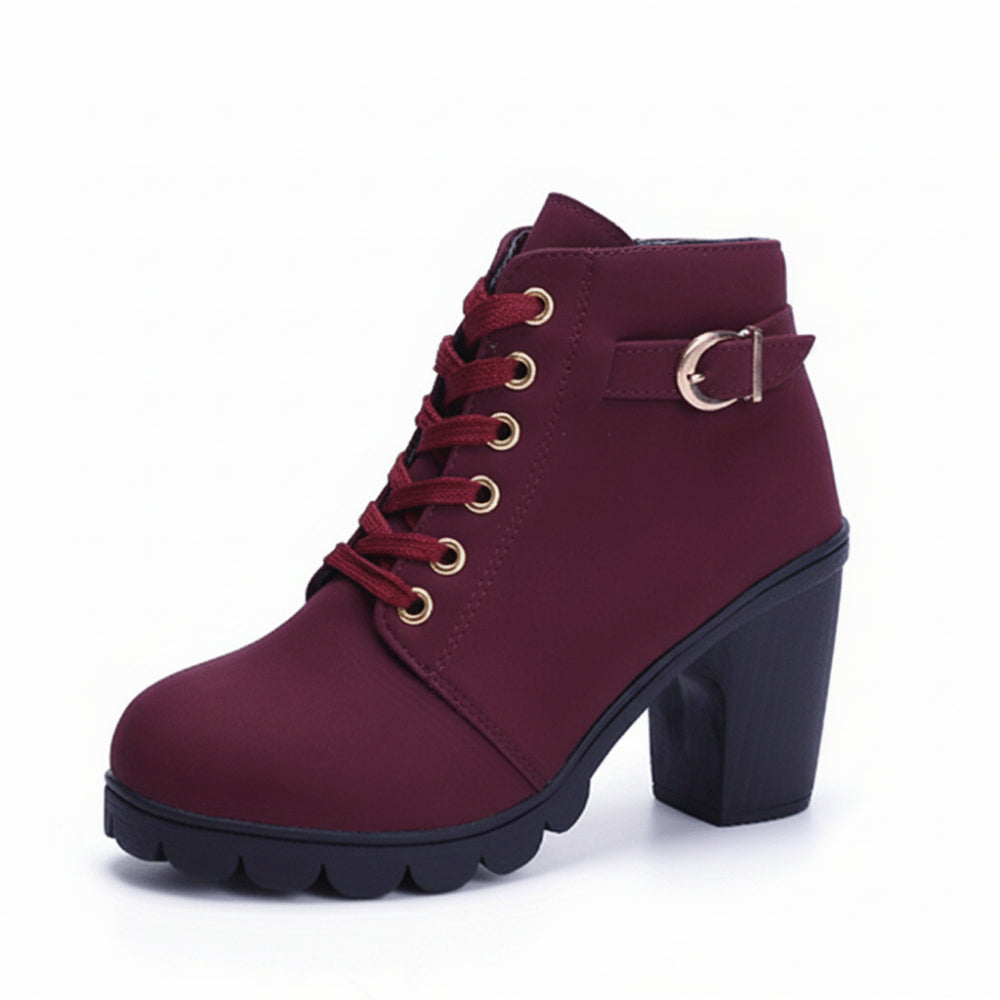 Women's Ankle Boots Block Heel Lace Up Casual Booties