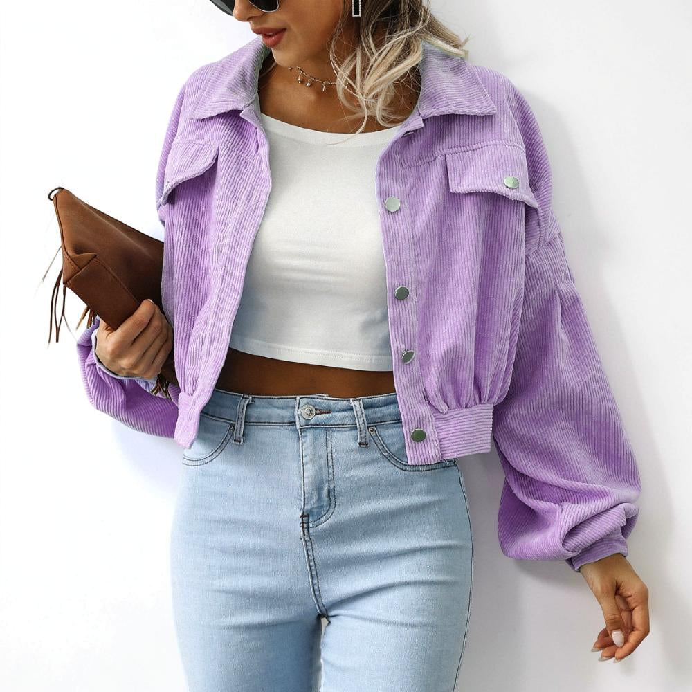 Women's Jacket Cropped Casual Button Front Coat