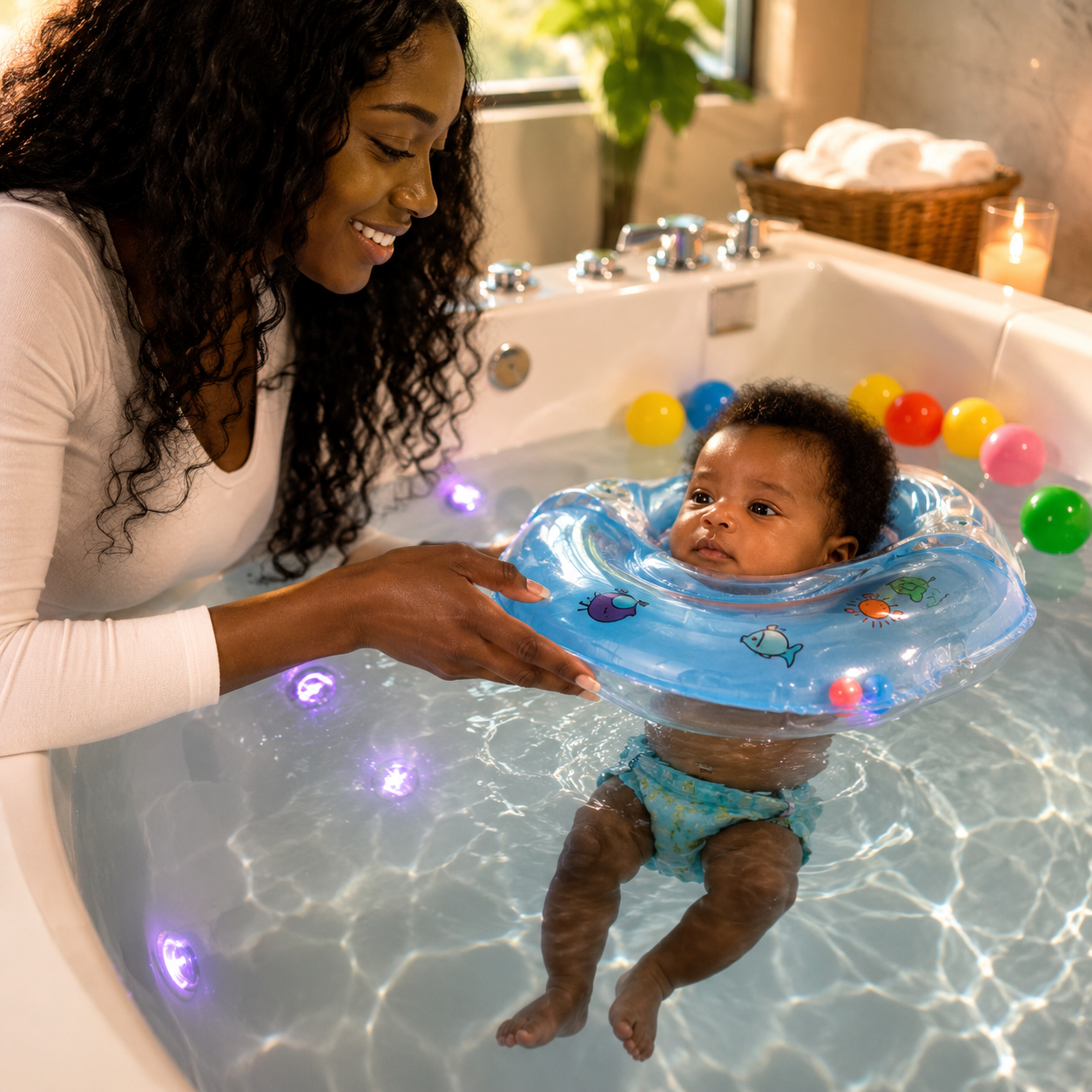 Baby Float Infant Neck Ring Adjustable Baby Bath Support