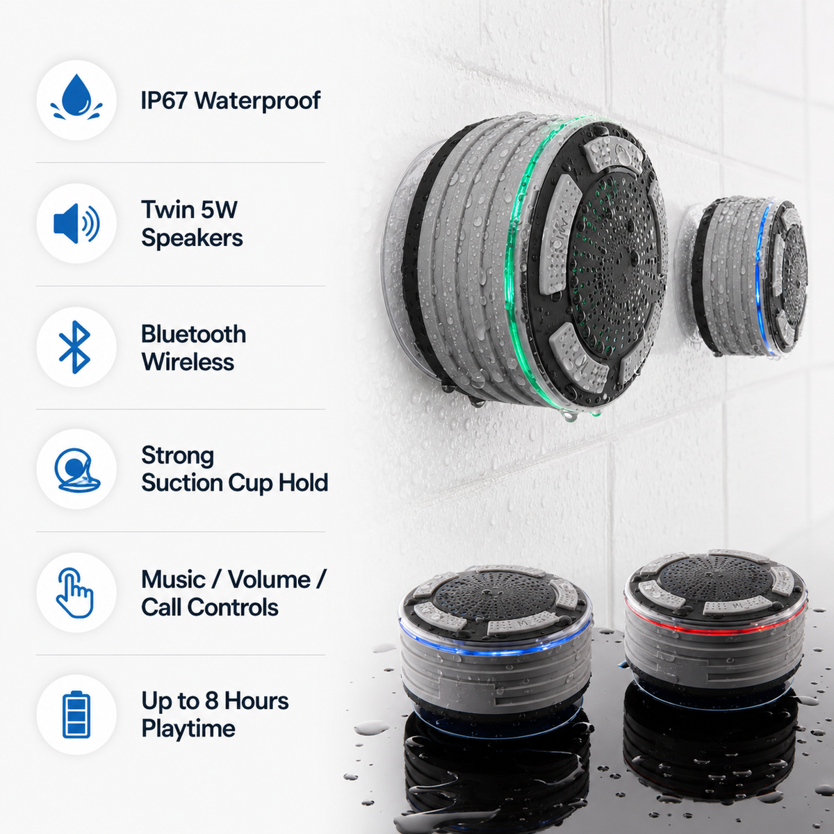 Bluetooth Speakers Shower Wireless Waterproof Design