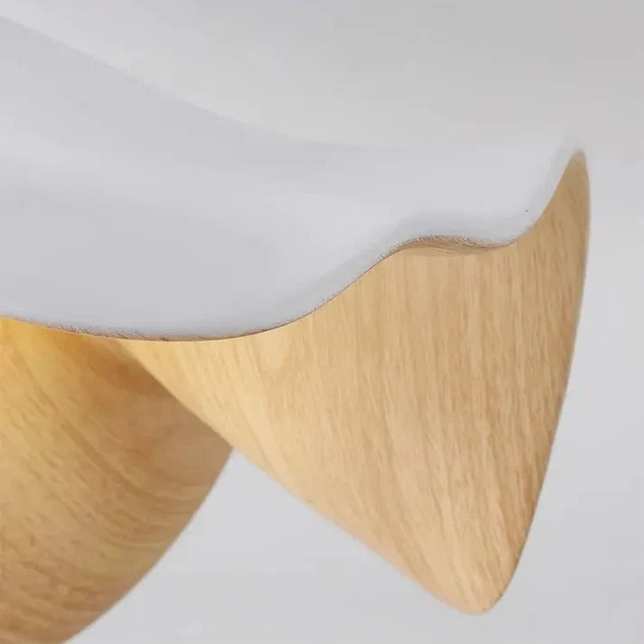 Scandinavian Wooden Lotus Ceiling Light | Resin & Iron Modern Flush Lamp