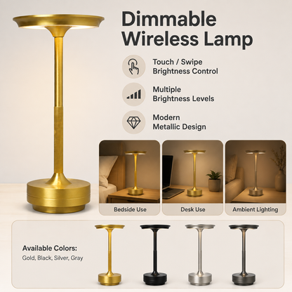 Dimmable Lamp Wireless Metallic Table Lamp Modern Design