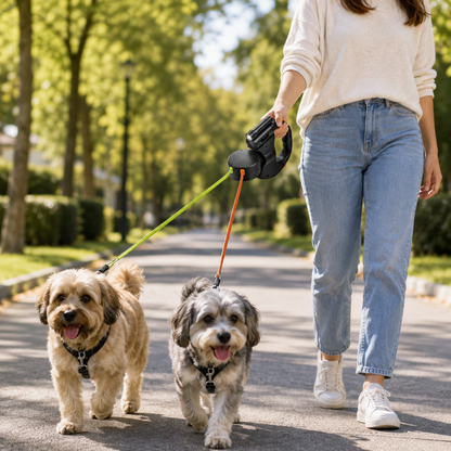 Dual Dog Leash LED Light Hands Free Design