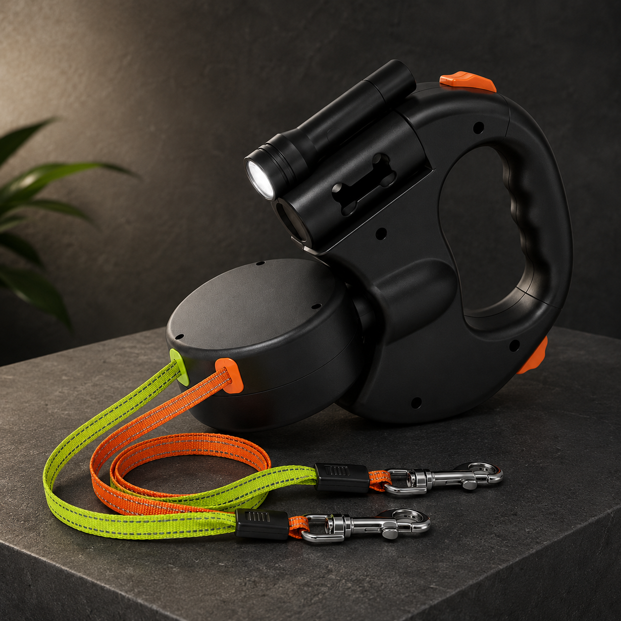 Dual Dog Leash LED Light Hands Free Design