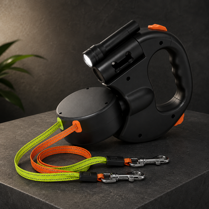 Dual Dog Leash LED Light Hands Free Design