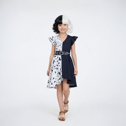 Halloween Costume Dalmatian Dress Cape Cosplay Outfit