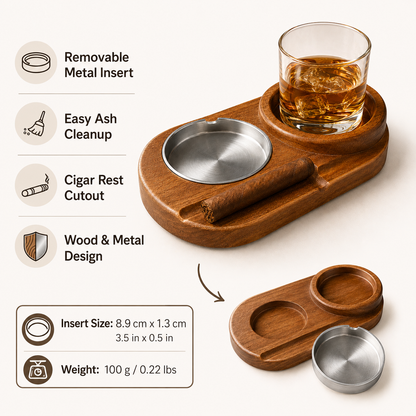 Metal Insert Ashtray Removable Design Home Cigarette