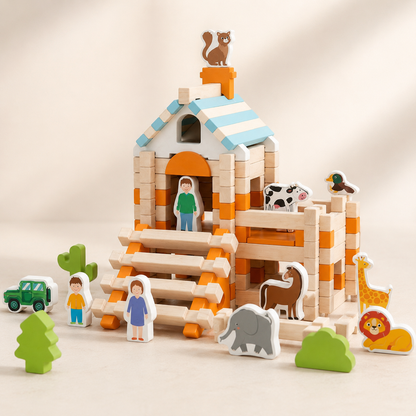 Montessori Building Blocks Wooden Creative Play Toddler