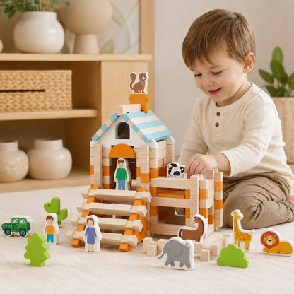 Montessori Building Blocks Wooden Creative Play Toddler