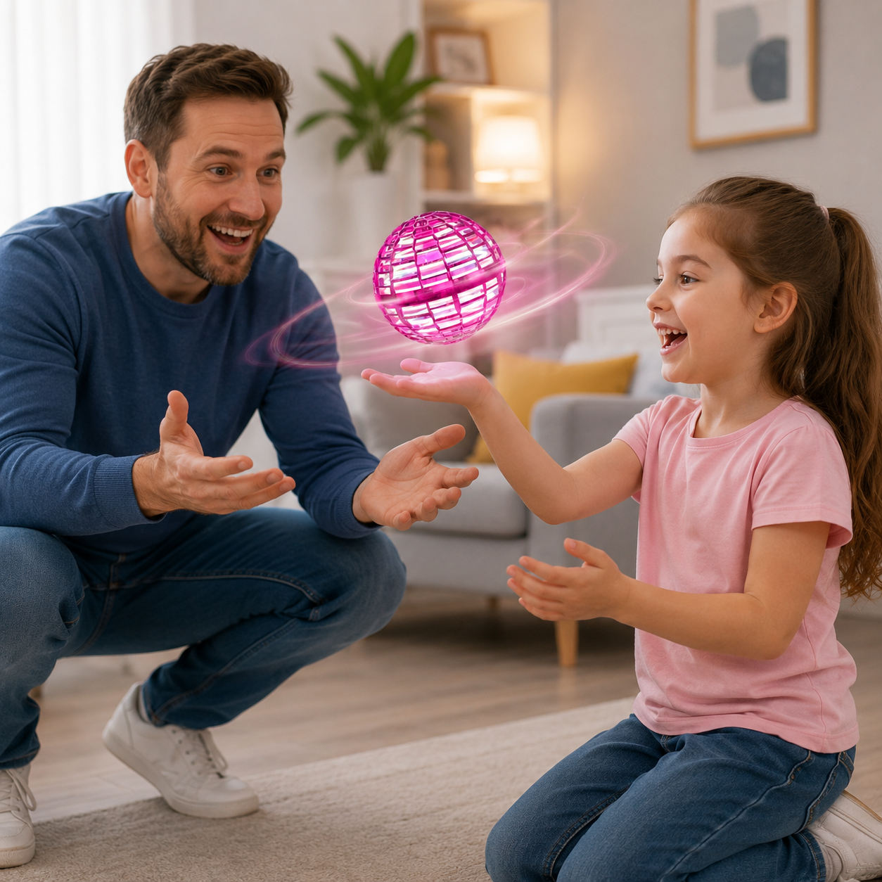 Rechargeable Flying Ball Toy LED Interactive Fun