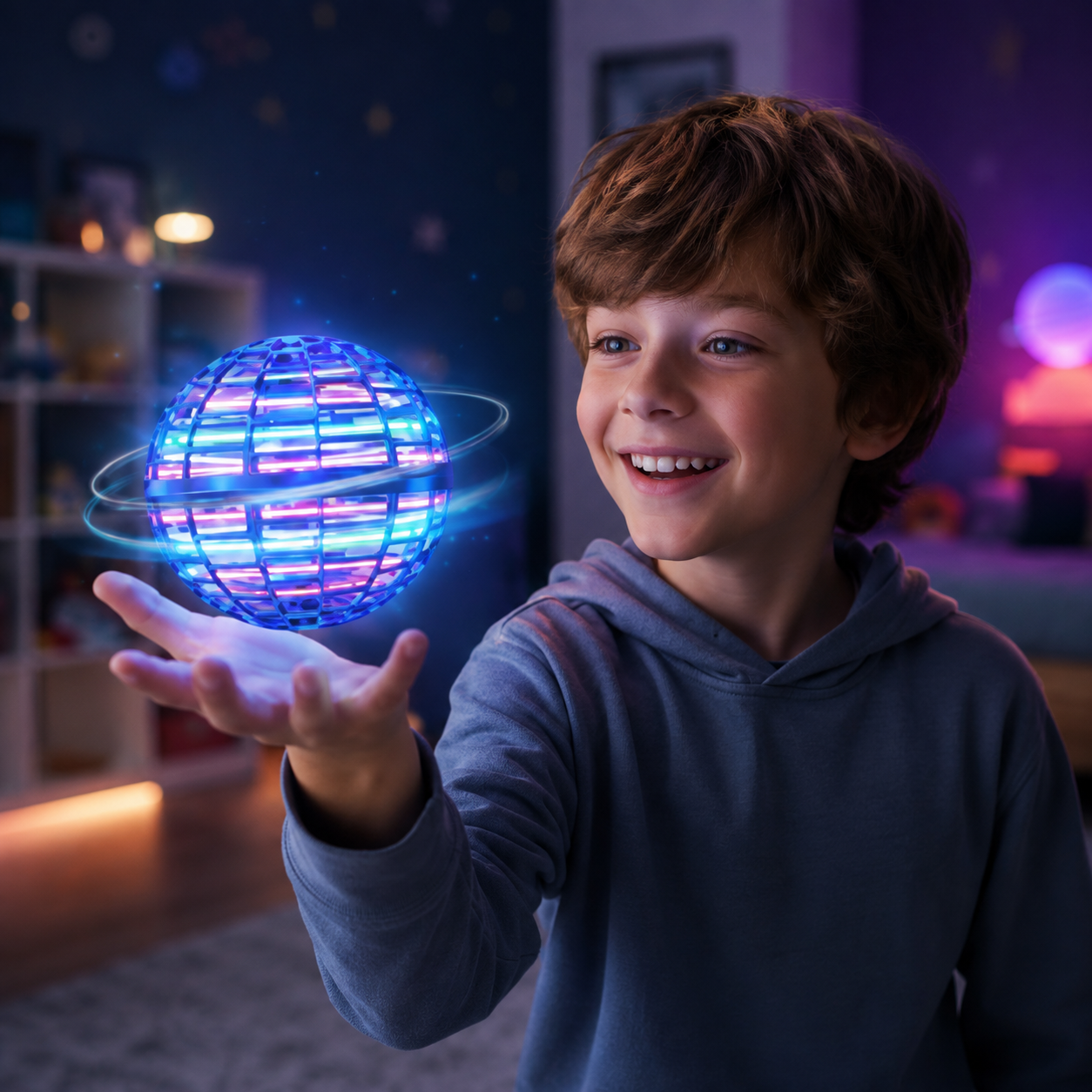 Rechargeable Flying Ball Toy LED Interactive Fun