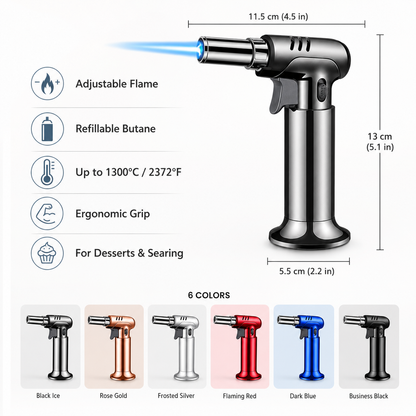 Refillable Butane Kitchen Torch Adjustable Flame Cooking