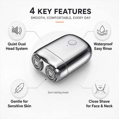 Waterproof Electric Shaver Quiet Design Dual Blade System