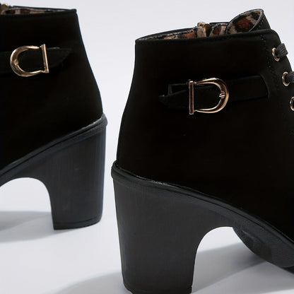 Women's Ankle Boots Block Heel Lace Up Casual Booties