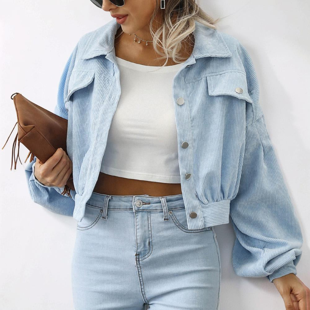 Women's Jacket Cropped Casual Button Front Coat