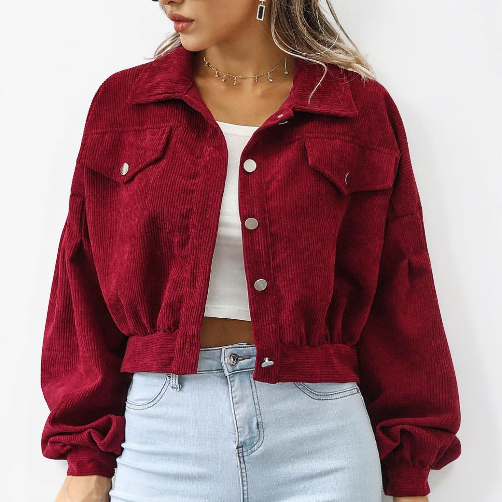 Women's Jacket Cropped Casual Button Front Coat