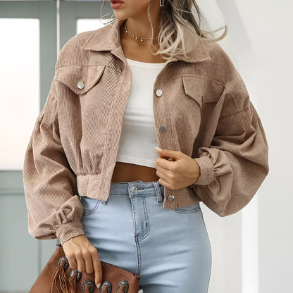 Women's Jacket Cropped Casual Button Front Coat