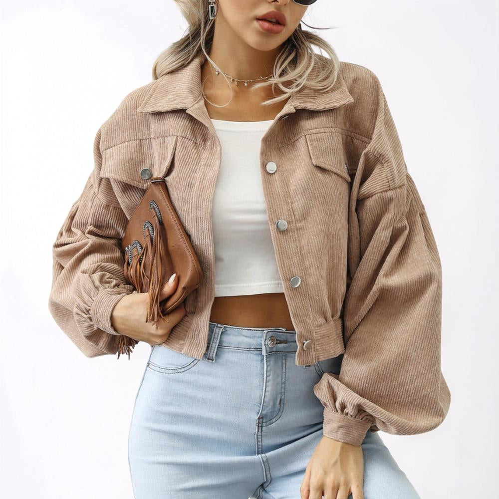 Women's Jacket Cropped Casual Button Front Coat