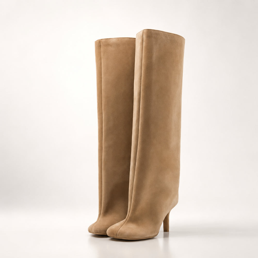 Women's Knee-High Suede Boots Pointed Toe Pull-On Fashion Boot