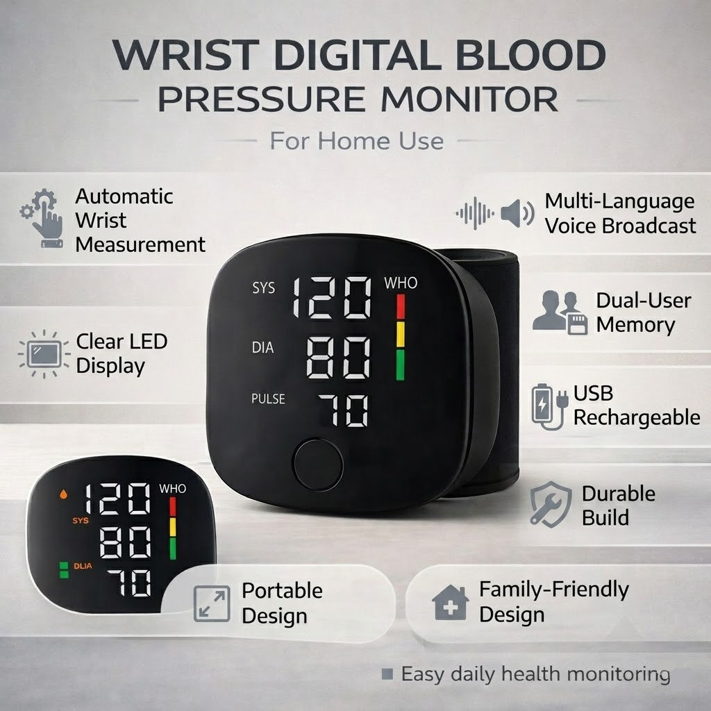 Blood Pressure Monitor Wrist Digital