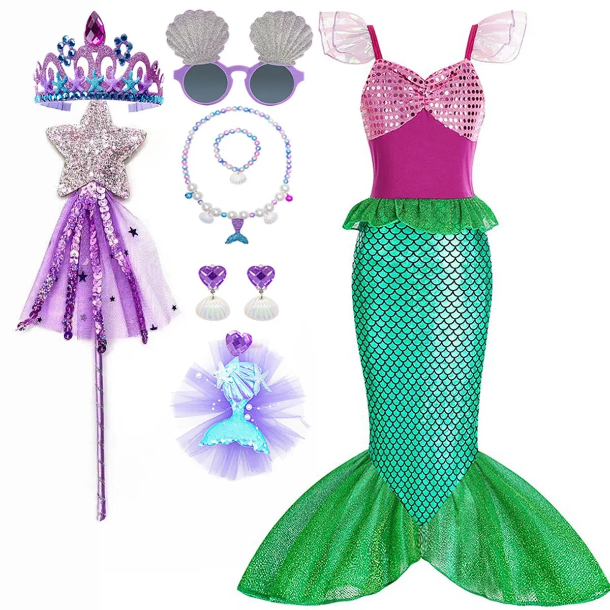 Halloween Costumes Girls Mermaid Dress Costume